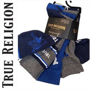 True Religion Buddha & Horseshoe Logo 5-PK Crew Socks
